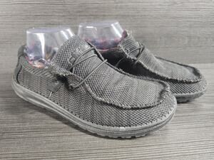 Hey Dude Wally Sox Jet Black Men's Loafers Slip On Size 7
